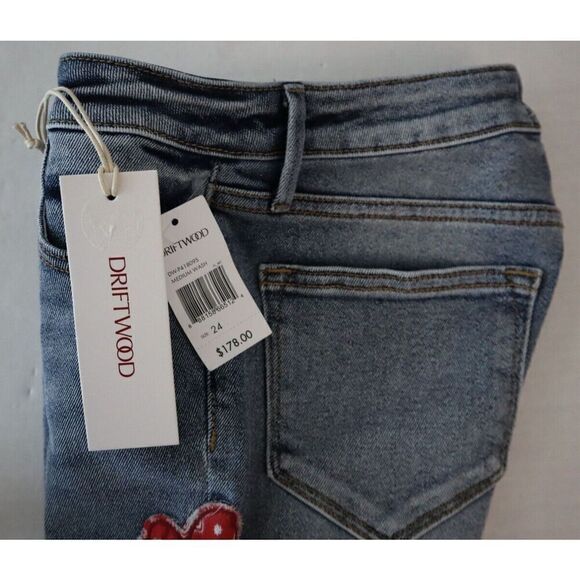 Driftwood x FP Sz 24 Med. Wash Farrah American Bandstand Embroidered Jeans - Picture 8 of 11